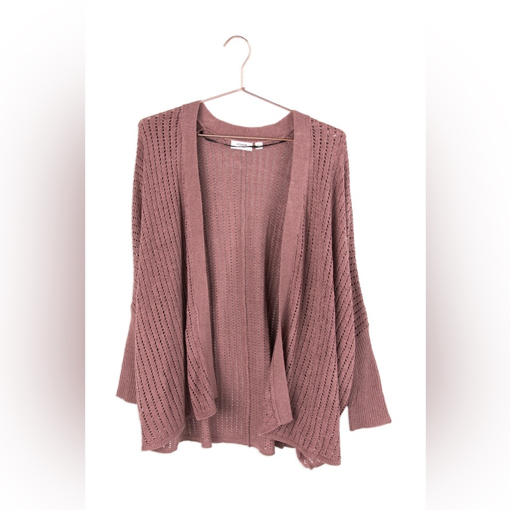 Elegant Dusty Rose Open Knit Cardigan